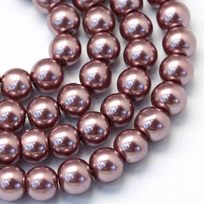 Baking Painted Pearlized Glass Pearl Round Bead Strands