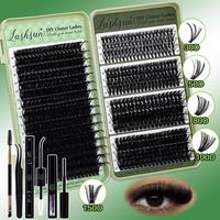 Mixed Length Cluster Lashes Kit, 1 Set Soft and Comfortable False Eyelashes with Glue & Remover & Brush & Tweezers, Eye Makeu...