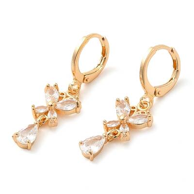 Rack Plating Golden Brass Dangle Leverback Earrings