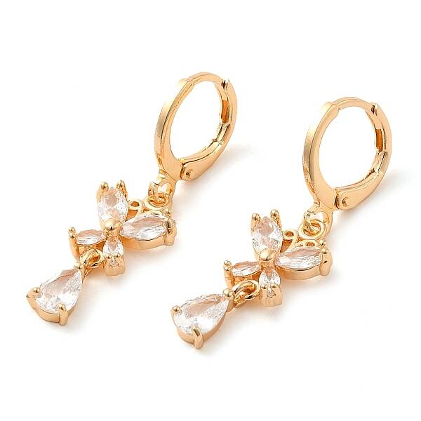 Rack Plating Golden Brass Dangle Leverback Earrings