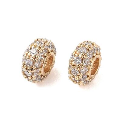 Brass Micro Pave Clear Cubic Zirconia Beads