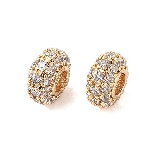 Brass Micro Pave Clear Cubic Zirconia Beads