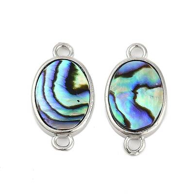 Brass Pave Natural Paua Shell Connector Charms