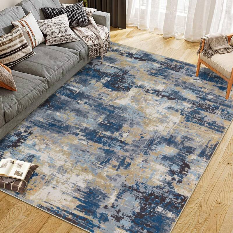 Garvee Area Rug Washable Non-Shedding Abstract Rug Soft Non-Slip Rug for Living Room Dining Room Indoor Playroom Dark Blue 10...