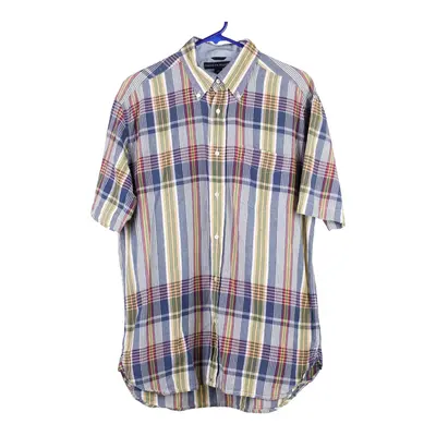 Tommy Hilfiger Checked Short Sleeve Shirt - Medium Blue Cotton