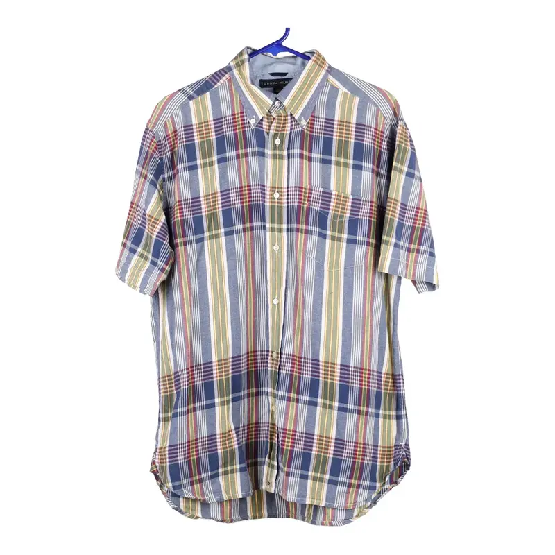 Tommy Hilfiger Checked Short Sleeve Shirt - Medium Blue Cotton