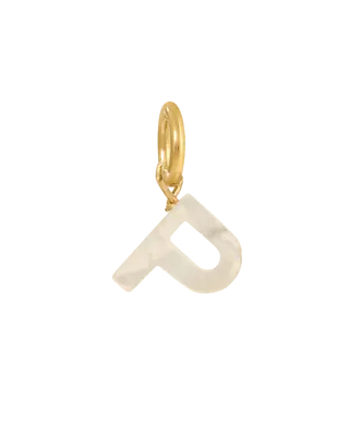 MOP Letter Charm | Metal Color: Gold | Letter: P