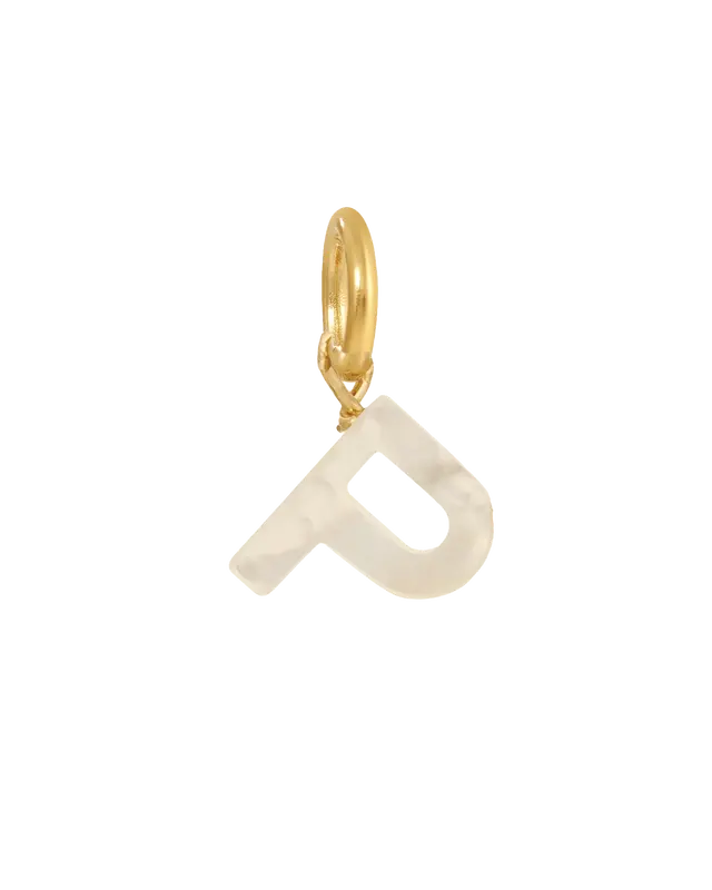 MOP Letter Charm | Metal Color: Gold | Letter: P