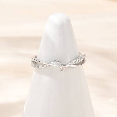925 Sterling Silver Micro Pave Clear Cubic Zirconia Adjustable Cuff Rings for Women