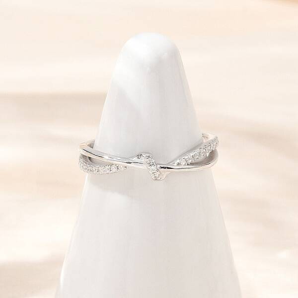 925 Sterling Silver Micro Pave Clear Cubic Zirconia Adjustable Cuff Rings for Women