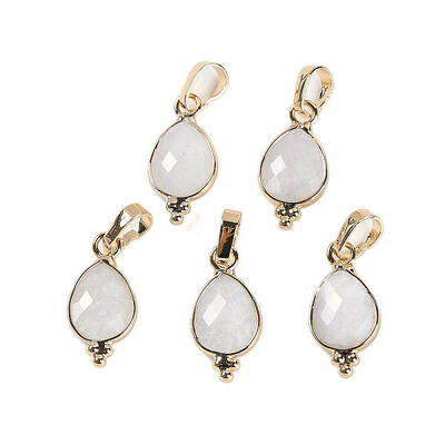 Natural White Moonstone Faceted Pendans