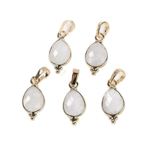 Natural White Moonstone Faceted Pendans