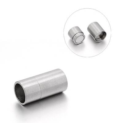 Tarnish Resistant Matte 304 Stainless Steel Column Magnetic Clasps with Glue-in Ends