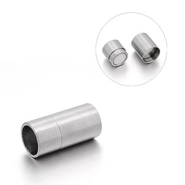 Tarnish Resistant Matte 304 Stainless Steel Column Magnetic Clasps with Glue-in Ends