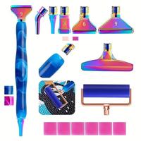 Diy Diamond Arts Colorful Painting Tool Kit, 15pcs/set Metal Tips Kit, Stainless Screw Thread Tips, Multi Placer Tips, Roller...