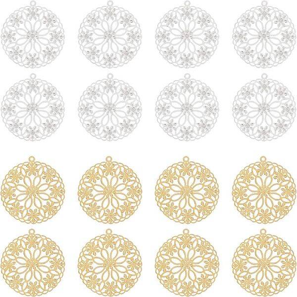50Pcs 2 Colors Brass Pendants
