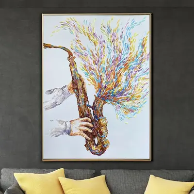 Large Abstract Saxophone Paintings On Canvas Jazz Art Contemporary Art Musician Gift Impasto Painting Music Instrument Art| A...