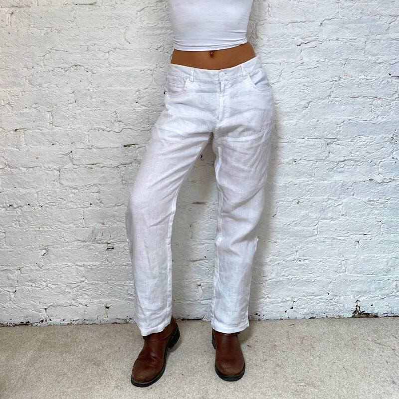 Bonprix Trousers - 36W UK 14 White Linen