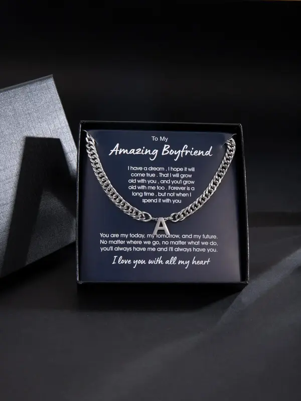 Unisex Casual Trendy Twist Knot Chunky Cuban Chain Necklace, Hip-hop Letters Design Matching Pendant Necklace for Bf & Gf, El...