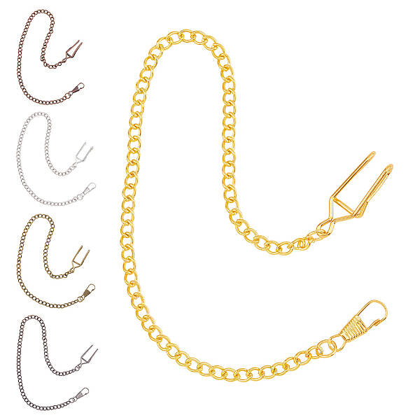 5Pcs 5 Colors Alloy Clip Pocket Watch Chain