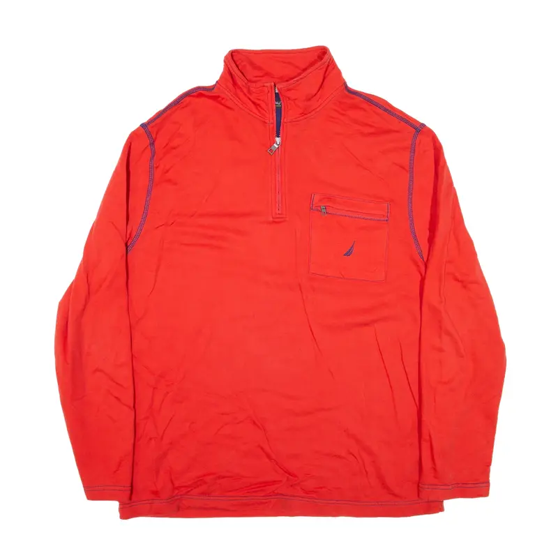 NAUTICA Sweatshirt Red 1/4 Zip Mens L