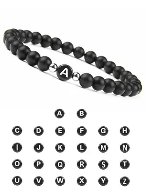 New Stylish Unisex 26 Letters Charm Bead Bracelet, Vintage Matching Beaded Bracelet, Cute Jewelry for Couples & Friends As Gi...