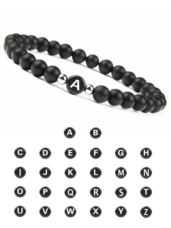New Stylish Unisex 26 Letters Charm Bead Bracelet, Vintage Matching Beaded Bracelet, Cute Jewelry for Couples & Friends As Gi...