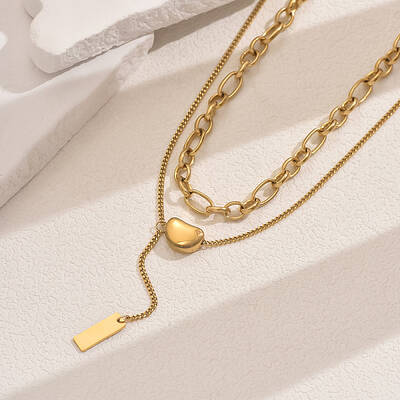 Stainless Steel Double-Layer Y-Shaped Necklaces for Women's Party Music Festival