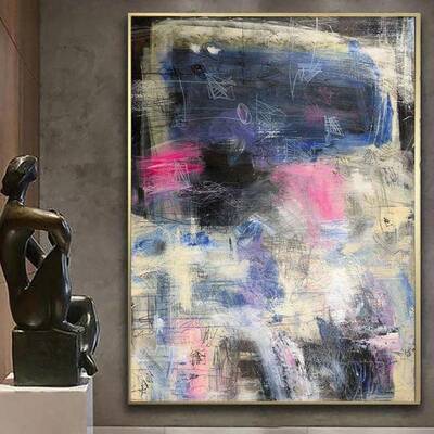 Oversize Abstract Colorful Paintings On Canvas Modern Wall Art Minimalism Art | MAKE A WISH