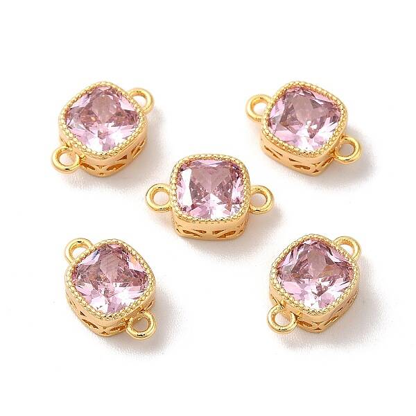 Real 18K Gold Plated Brass Cubic Zirconia Links Connectors
