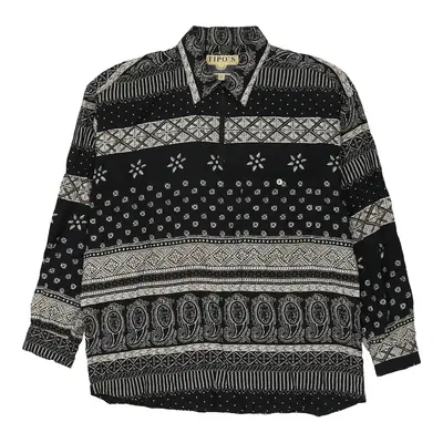 Tipos Patterned Shirt - Large Black & White Cotton