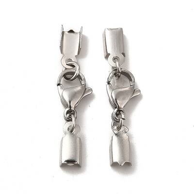 304 Stainless Steel Lobster Claw Clasps with Cord Ends
