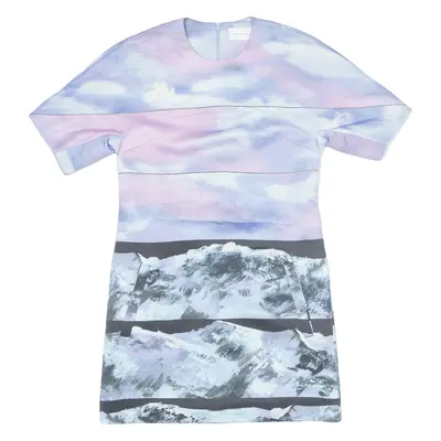 VICTORIA BECKHAM Paint Design A-Line Dress Purple Short Sleeve Short Womens UK 12