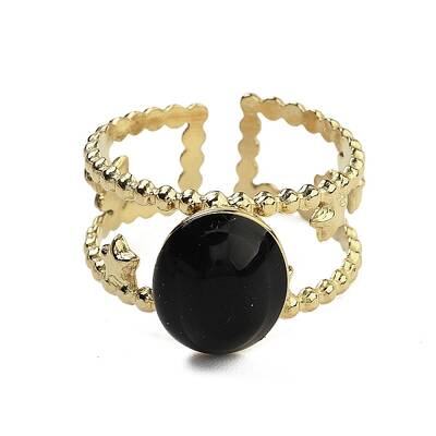 Oval Natural Dyed & Heated Black Agate Finger Rings