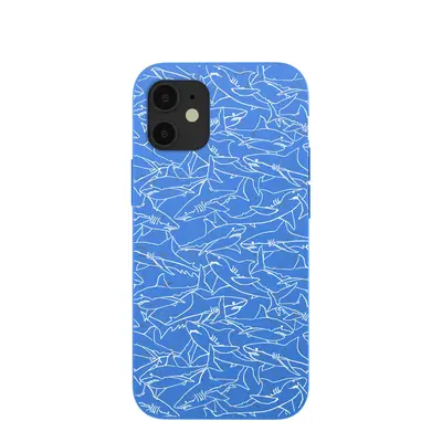 Electric Blue Shark Frenzy iPhone 12 Mini Case