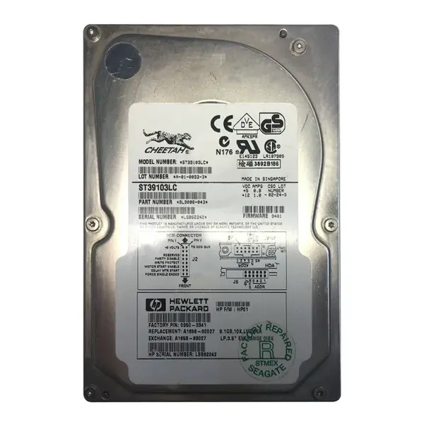 A1658-69027R HP 9.1GB 10000RPM Ultra-2 Wide SCSI Hot-Pluggable (LVD) 80-Pin 3.5-Inch Hard Drive