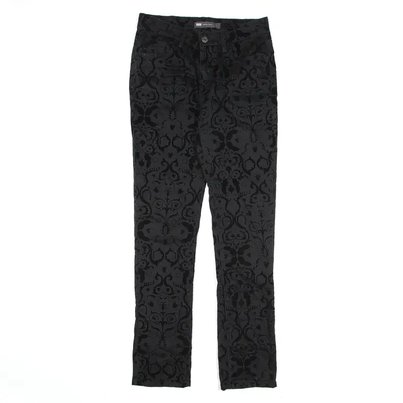 LEVI'S Mid Rise Patterned Jeans Black Denim Slim Skinny Womens W27 L32