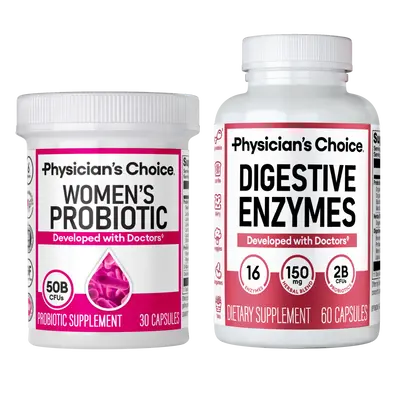 Physician's Choice Inner Harmony Duo: Daily Digestion, Bloating, Immune & Urinary Tract Support for Women with Women's Probio...
