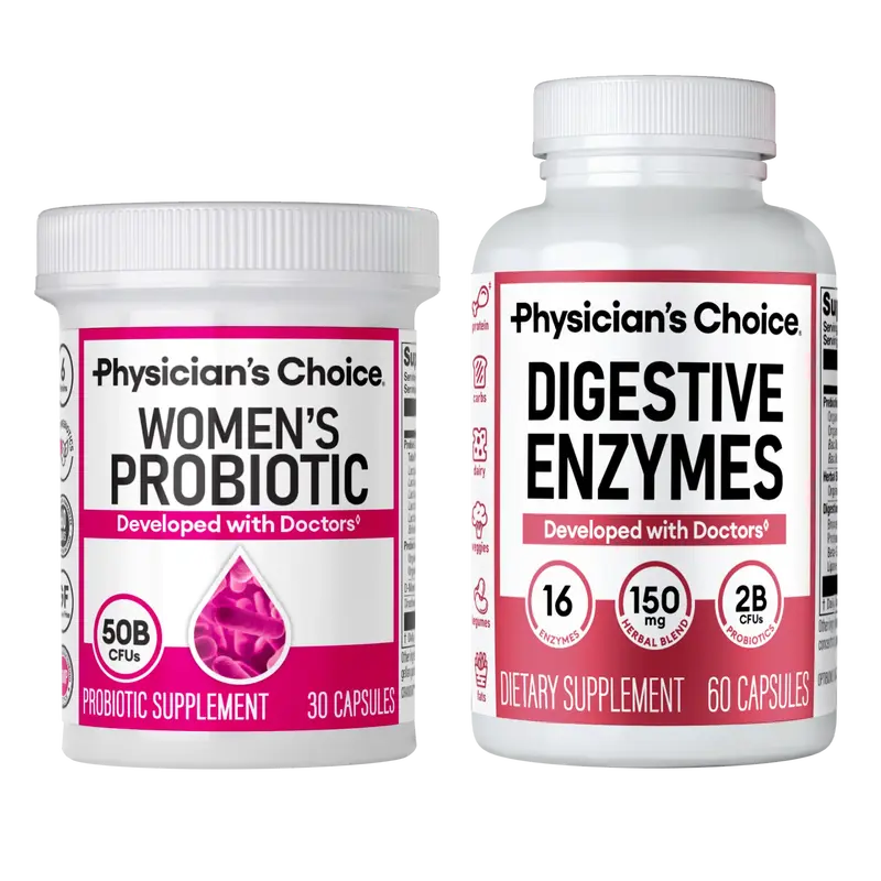Physician's Choice Inner Harmony Duo: Daily Digestion, Bloating, Immune & Urinary Tract Support for Women with Women's Probio...