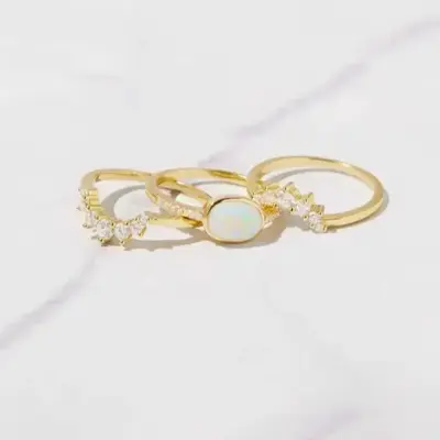 Dainty Opal Ring, Opal Stacking Ring, White Opal , Gold Opal Ring,  Sterling Silver Opal Ring, Delicate Opal Ring, Bridesmaid...