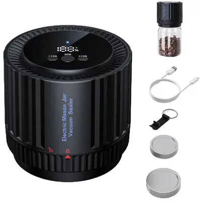 Electric Mason Jar Vacuum Sealer, 1 Set USB Rechargeable Household Cordless Vacuum Sealer Kit, Jar Sealing Machine Set with...