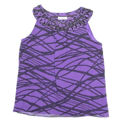 CALVIN KLEIN Womens Printed Vest Purple Sleeveless Crazy Pattern L