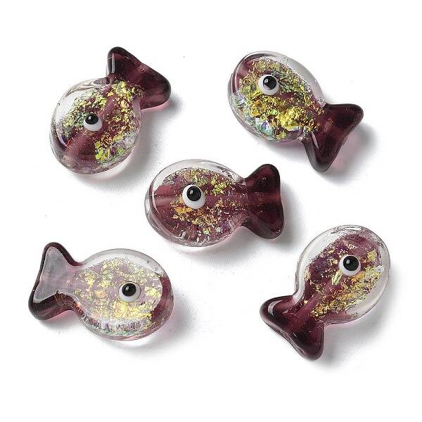 Handmade Foil Lampwork Fish Beads