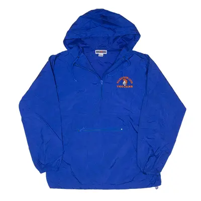 JERZEES Hialeah Miami Lakes Trojans 1/4 Zip Anorak USA Jacket Blue 90s Mens L