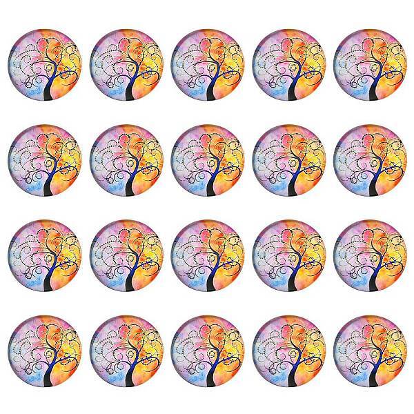 Half Round/Dome Tree Pattern Glass Flatback Cabochons for DIY Projects