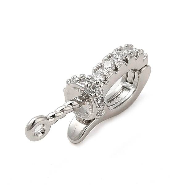 Brass Micro Pave Clear Cubic Zirconia Fold Over Clasps