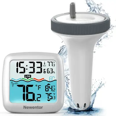 Digital Thermometer Wireless Newentor Pool Thermometer Floating Easy Read, Digital Swimming Pool Thermometer Wireless, Water ...