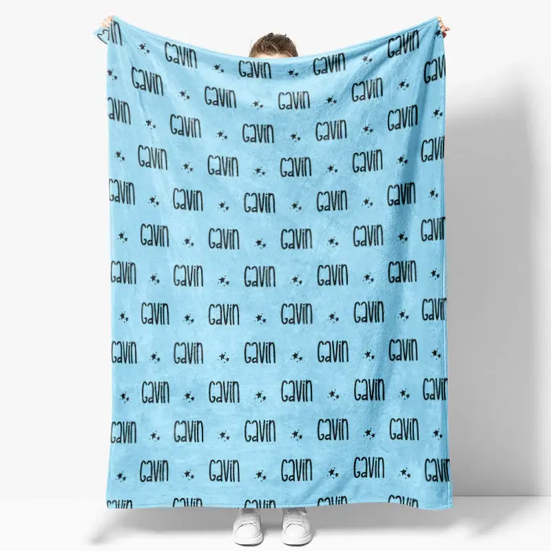 Slim Font Customized Name Blanket With Little Star - Aperturee