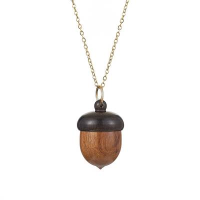 Acorns Disconnectable Wood Pendant Necklaces