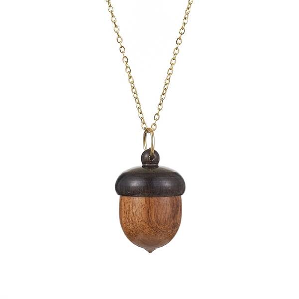 Acorns Disconnectable Wood Pendant Necklaces